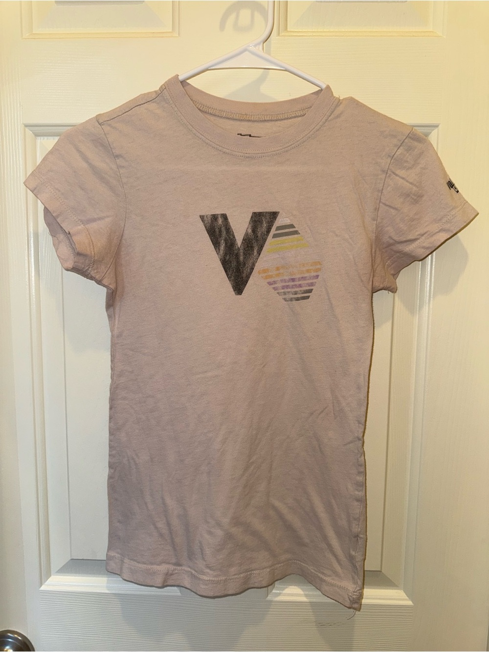 Volcom Pale Pink Short Sleeve Tee with V Hex Graphic